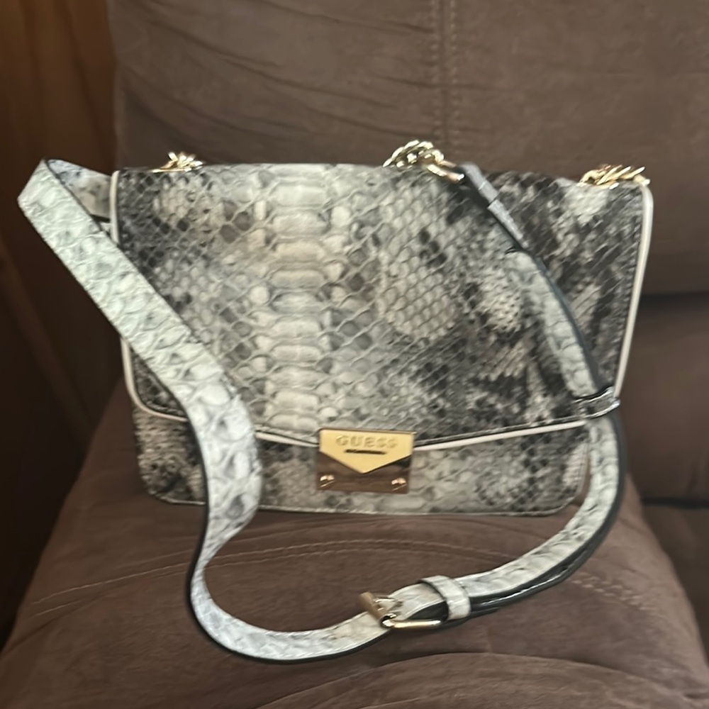 GUESS Black and Gray Snake Print Women's Bag - Picture 3 of 3